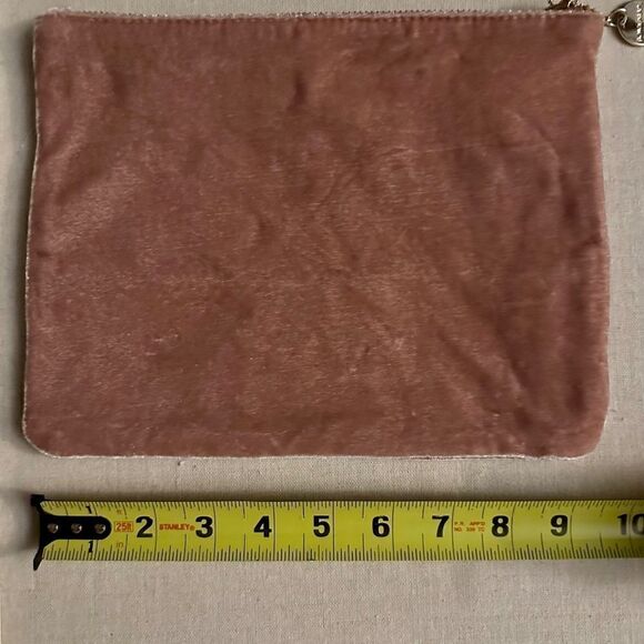 Bow & Drape NY gold sequin bead embellished pink velvet clutch pouch NWOT - Picture 5 of 11